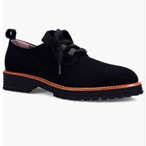 Women's Black Suede Lace-Up Loafer with Contrast Welt